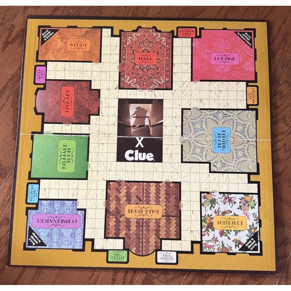 1972 Vintage Clue Board Game Replacement Part  **GAME BOARD ONLY**
